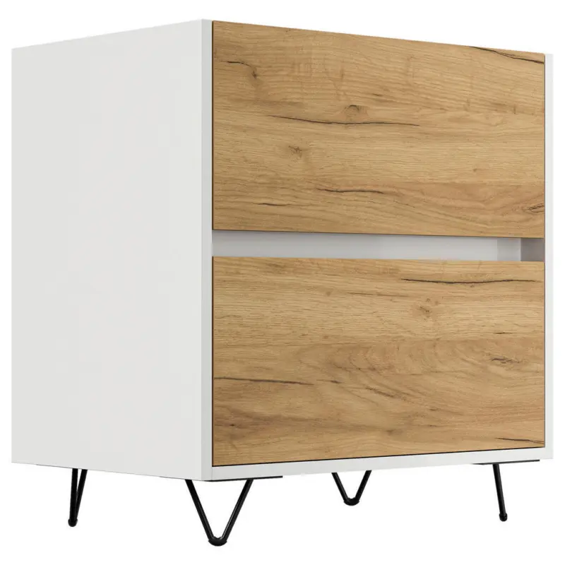 Nachttisch 61,2/65/42 cm in Wei&szlig;, Eichefarben