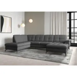 Wohnlandschaft Zora E in Flachgewebe Dunkelgrau