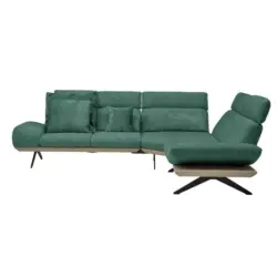 Ecksofa in Chenille, Flachgewebe Gr&uuml;n 270/239 cm