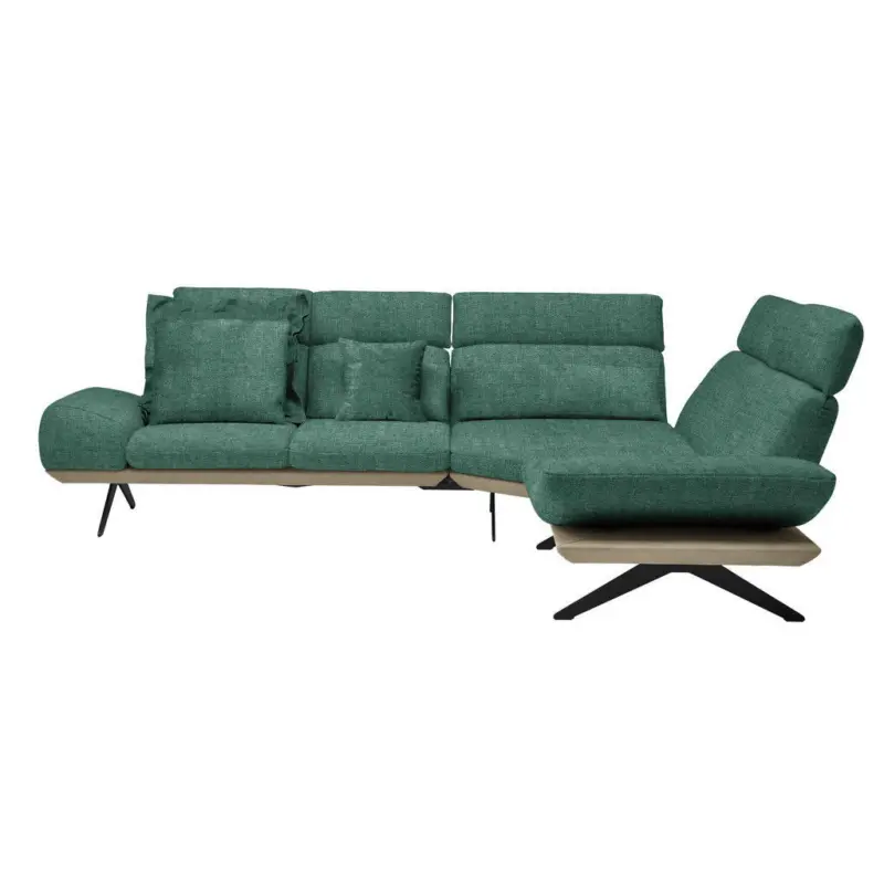 Ecksofa in Chenille, Flachgewebe Gr&uuml;n 270/239 cm