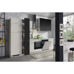 K&uuml;chenblock 310 cm in Schwarz, Hellgrau