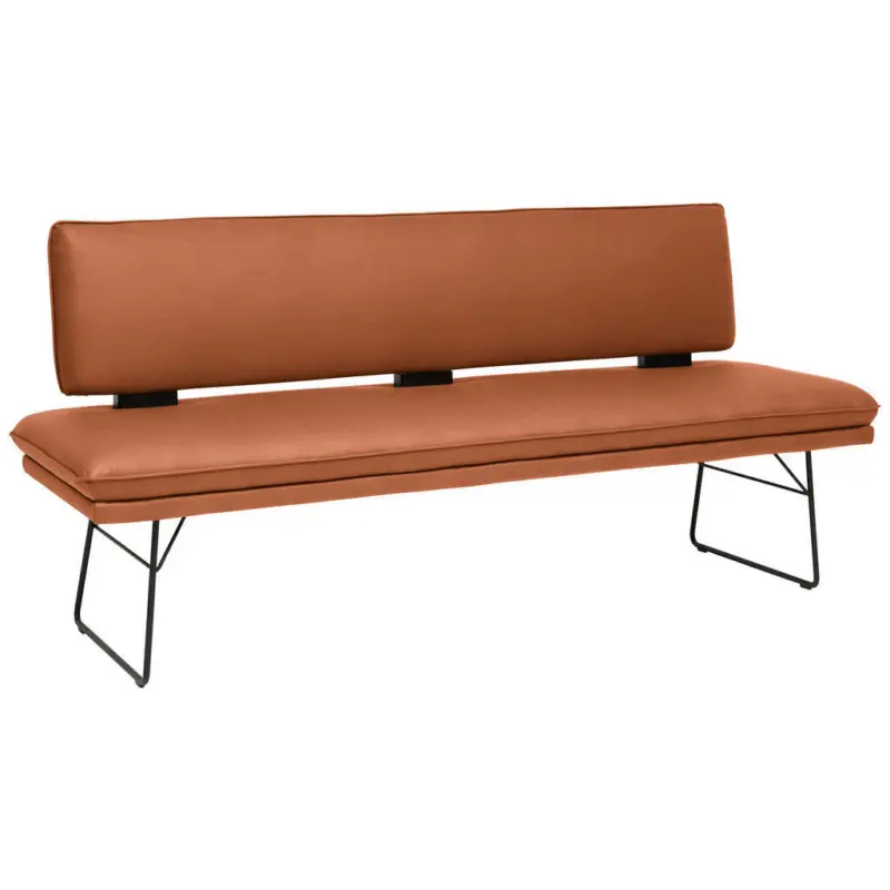 Sitzbank in Metall, Textil Schwarz, Karamell