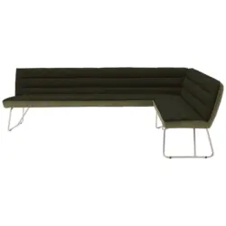 Eckbank 274/174 cm in Gr&uuml;n, Edelstahlfarben