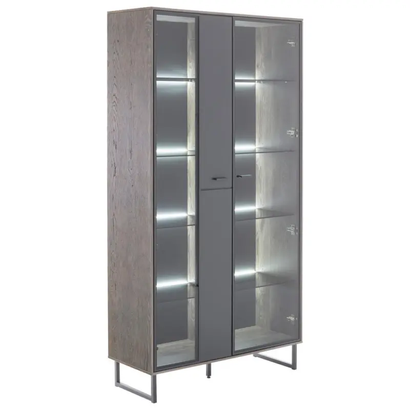 Vitrine in furniert Eiche Schwarz, Eichefarben