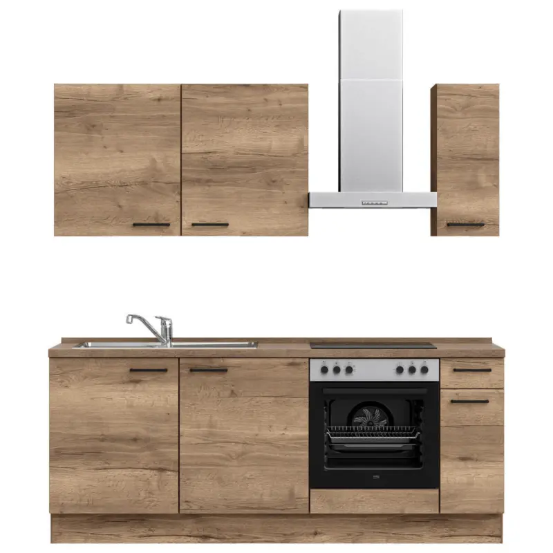 K&uuml;chenleerblock 210 cm in Eiche dunkel