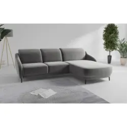Ecksofa Blues V in Samt Grau 271/191 cm