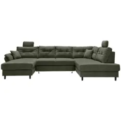 Wohnlandschaft in Chenille Dunkelgr&uuml;n