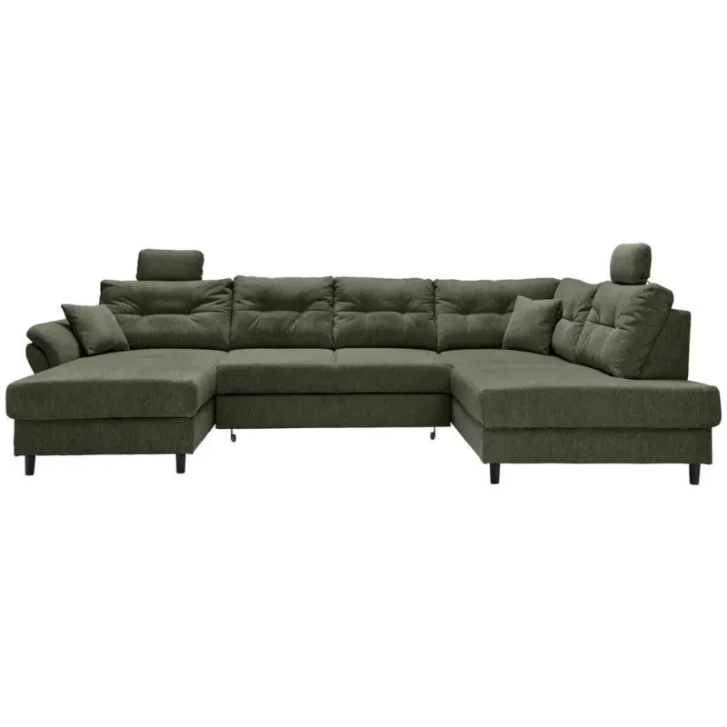 Wohnlandschaft in Chenille Dunkelgr&uuml;n