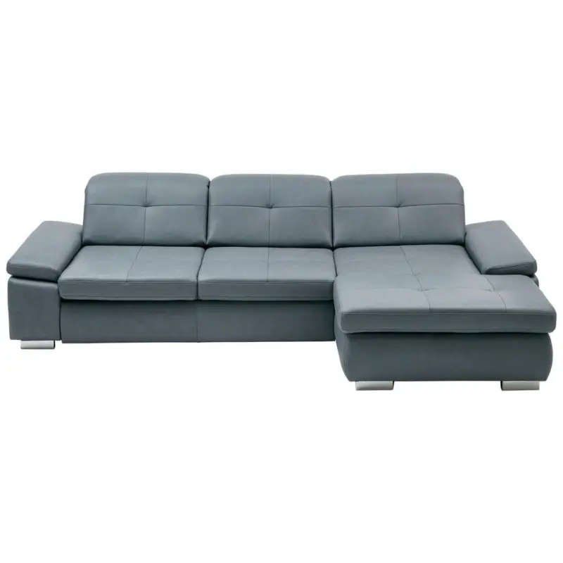 Ecksofa in Echtleder Grau 309/195 cm