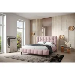 Polsterbett gepolstertes Kopfteil, Lattenrost Rosa 160/200 cm