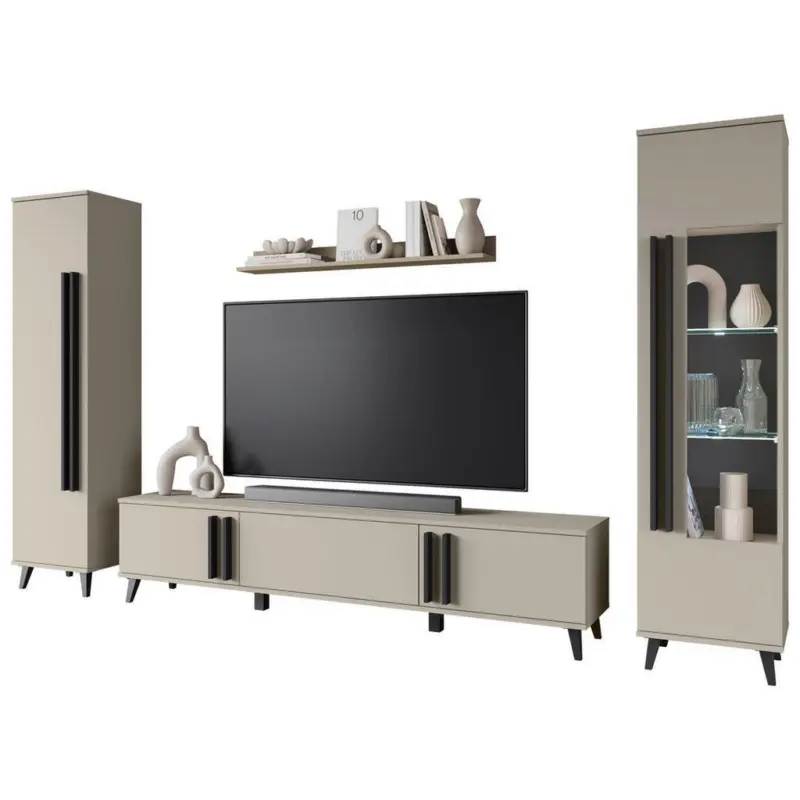 Wohnwand 4-teilig in Beige 260/159,5/33 cm