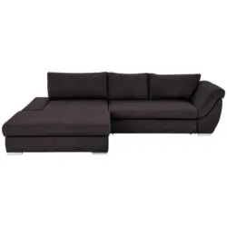Ecksofa in Flachgewebe Dunkelbraun 174/306 cm