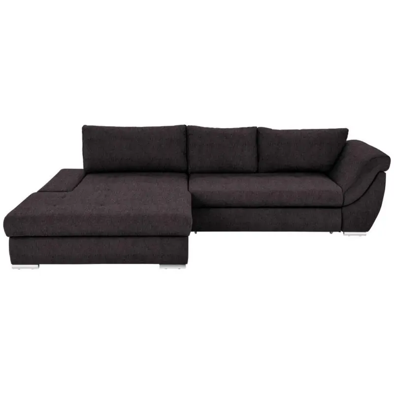Ecksofa in Flachgewebe Dunkelbraun 174/306 cm