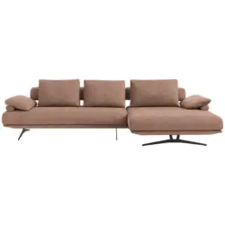 Ecksofa in Chenille Hellbraun 334/168 cm