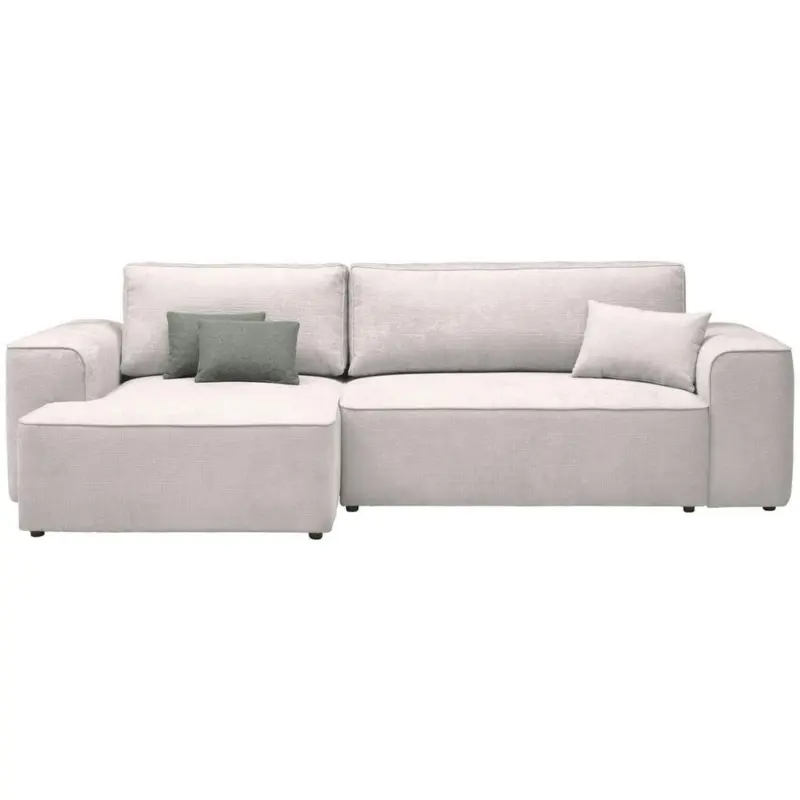 Ecksofa in Pl&uuml;sch Beige