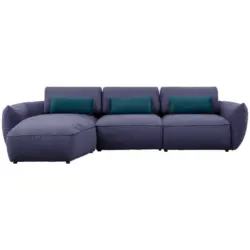 Ecksofa in Chenille Blau 190/340 cm