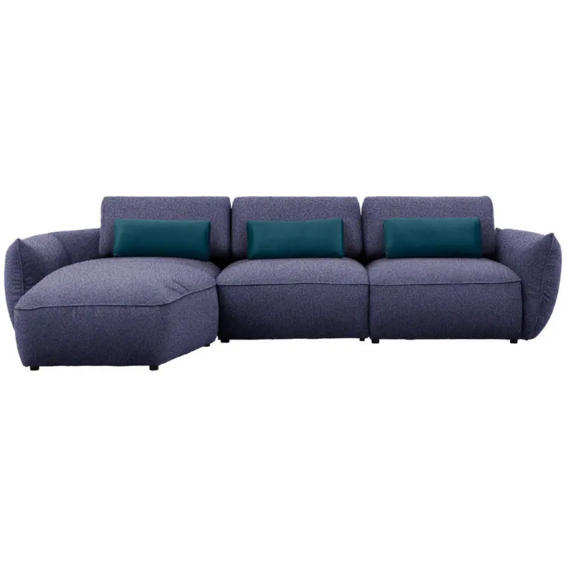 Ecksofa in Chenille Blau 190/340 cm