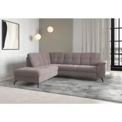 Ecksofa Zora E in Flachgewebe Taupe 212/244 cm