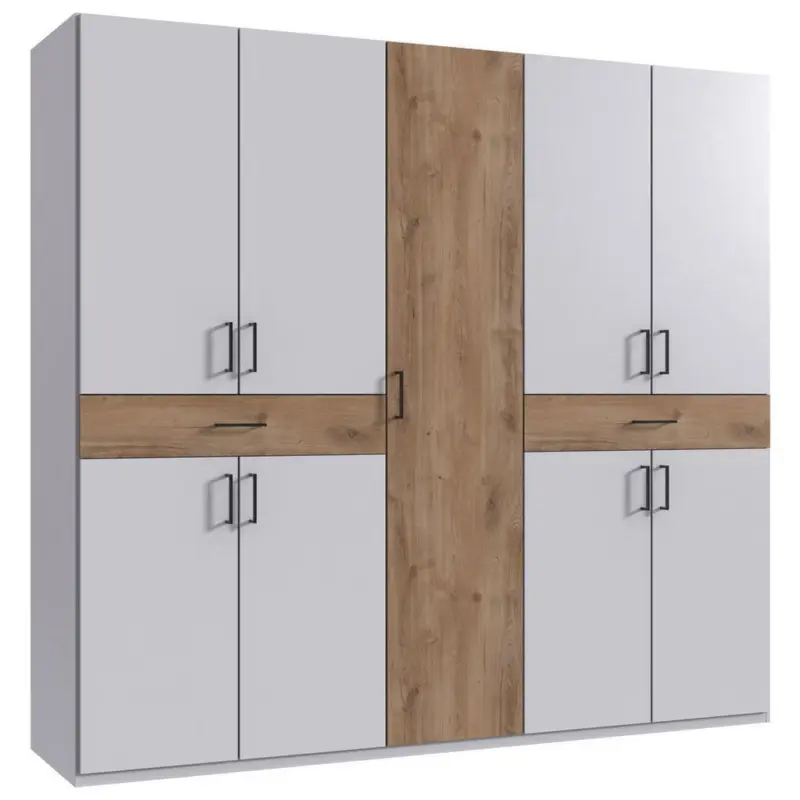 Dreht&uuml;renschrank in Wei&szlig;, Plankeneiche