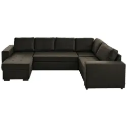 Wohnlandschaft in Webstoff Dunkelbraun