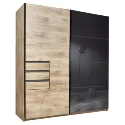 Schwebet&uuml;renschrank in Grau, Eiche Artisan