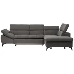 Ecksofa in Mikrofaser Grau 279/210 cm