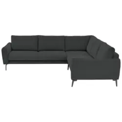 Ecksofa in Velours, Feincord Anthrazit 280/254 cm