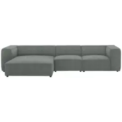 Ecksofa in Flachgewebe Hellgrau 164/341 cm