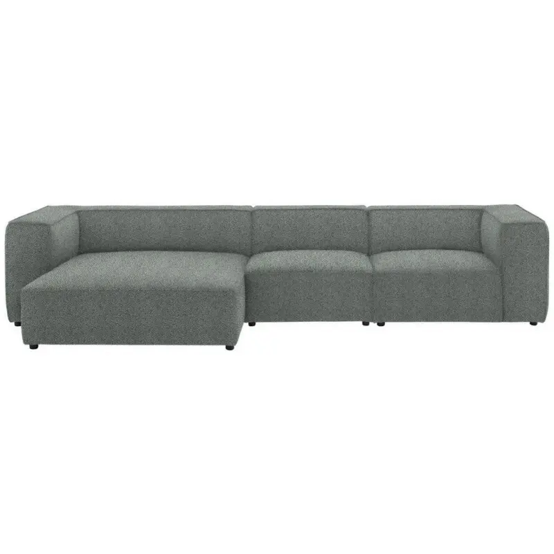 Ecksofa in Flachgewebe Hellgrau 164/341 cm
