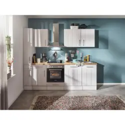 K&uuml;chenleerblock 250 cm in Wei&szlig;, L&auml;rchefarben