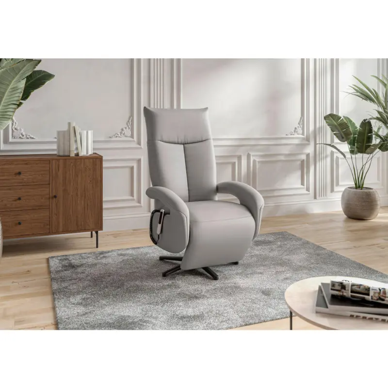 Sessel in Echtleder Hellgrau