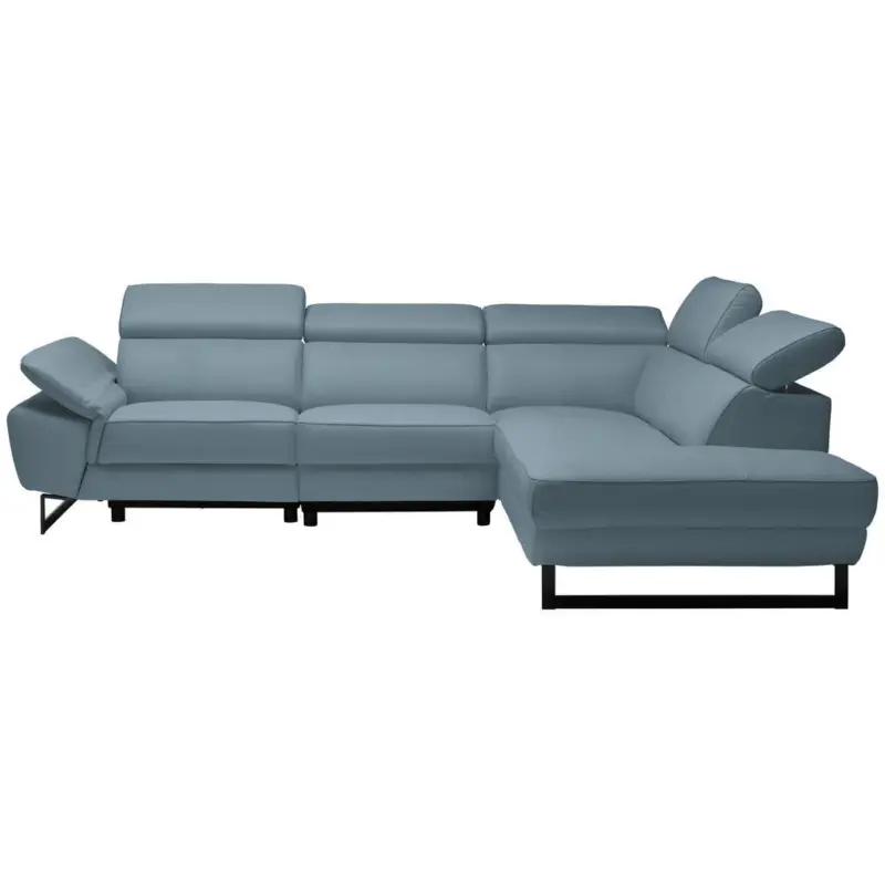 Ecksofa in Echtleder Blaugrau 281/225 cm