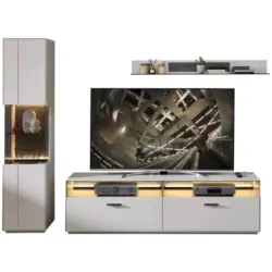 Wohnwand in Anthrazit, Hellgrau, Sahara 240/204/45 cm