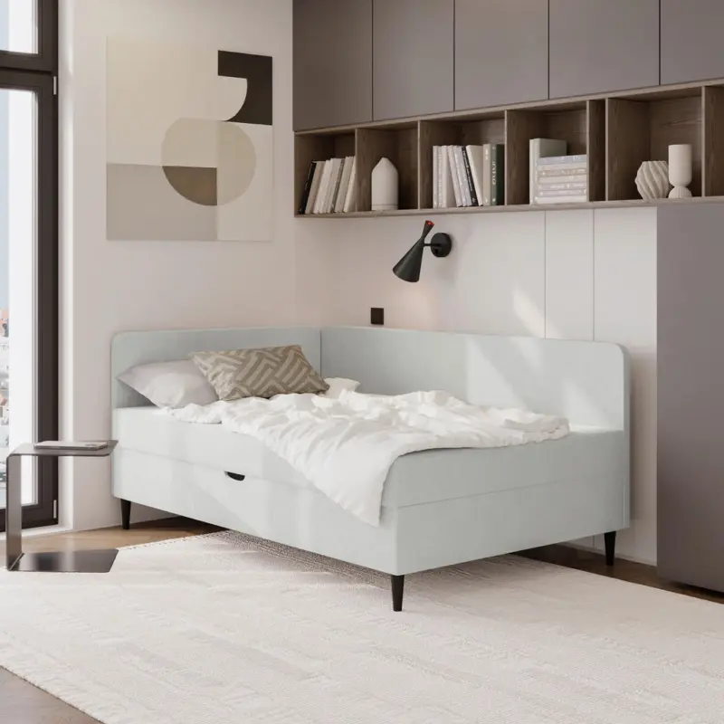 Boxbett 90/200 cm in Grau