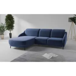 Ecksofa Blues V in Samt Blau 191/271 cm