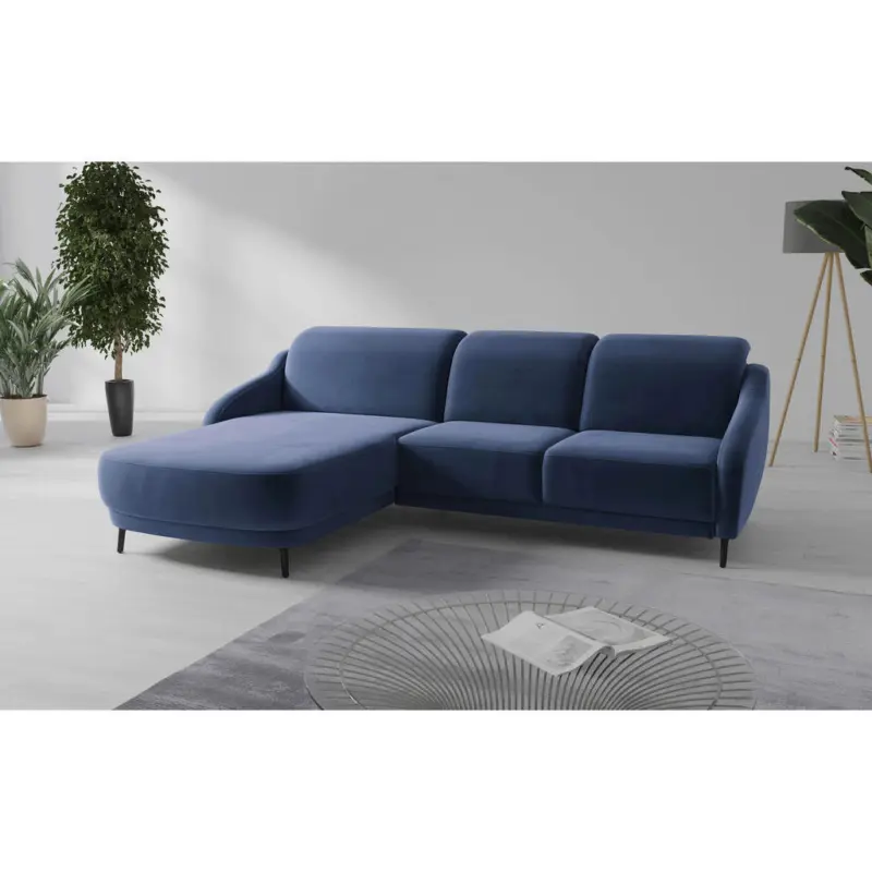Ecksofa Blues V in Samt Blau 191/271 cm