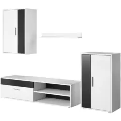 Wohnwand in Schwarz, Wei&szlig; 190/150/40 cm