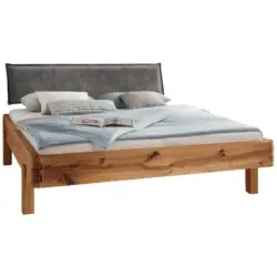 Balkenbett 200/200 cm in Anthrazit, Wildeiche