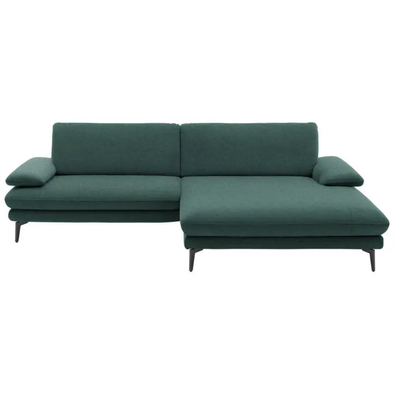 Ecksofa in Velours Blau, Gr&uuml;n 284/184 cm