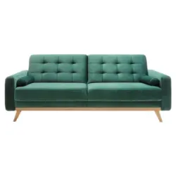 Schlafsofa in Velours Gr&uuml;n, T&uuml;rkis Skandinavisch