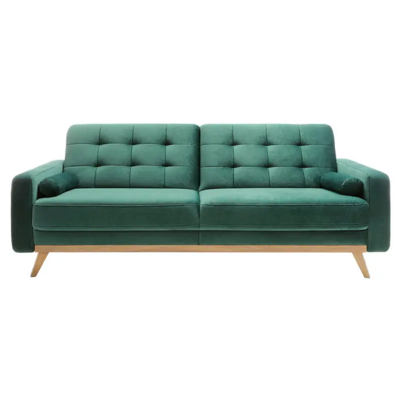 Schlafsofa in Velours Gr&uuml;n, T&uuml;rkis Skandinavisch