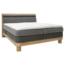 Boxspringbett 180/200 cm in Taupe, Eichefarben, Dunkelgrau