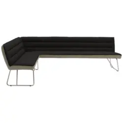Eckbank 174/264 cm in Anthrazit, Edelstahlfarben, Greige