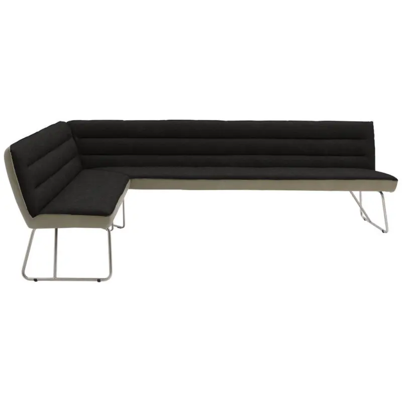 Eckbank 174/264 cm in Anthrazit, Edelstahlfarben, Greige