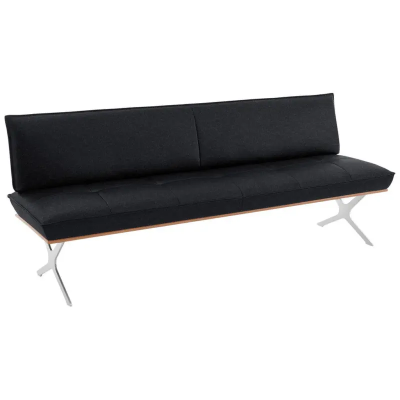 Sitzbank 214/88/66 cm in Nussbaumfarben, Nickelfarben, Dunkelblau