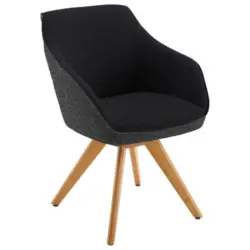 Armlehnstuhl in Holz, Textil Anthrazit, Schwarz