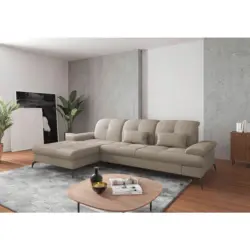 Ecksofa in Flachgewebe Taupe 185/279 cm