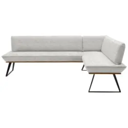 Eckbank 243/183 cm in Schwarz, Eichefarben, Beige