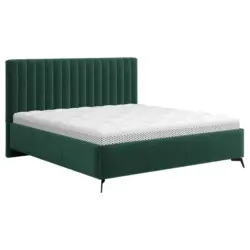 Polsterbett gepolstertes Kopfteil, Lattenrost, Bettkasten Waldgr&uuml;n 160/200 cm