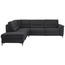 Ecksofa in Echtleder Anthrazit 249/290 cm